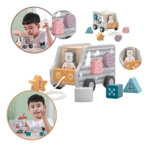 Camión Arrastre Juguete Didáctico Tira Cuerda Madera Bloques